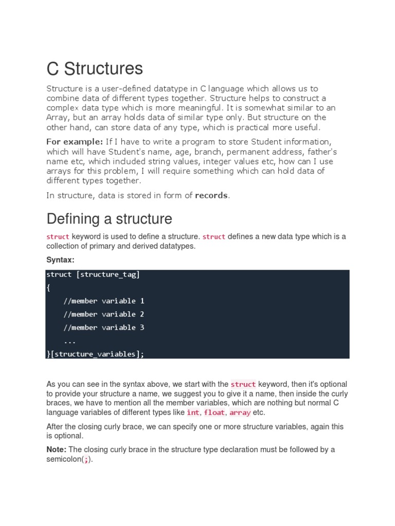 Structure, Union and Pointers | PDF | Pointer (Computer Programming ...