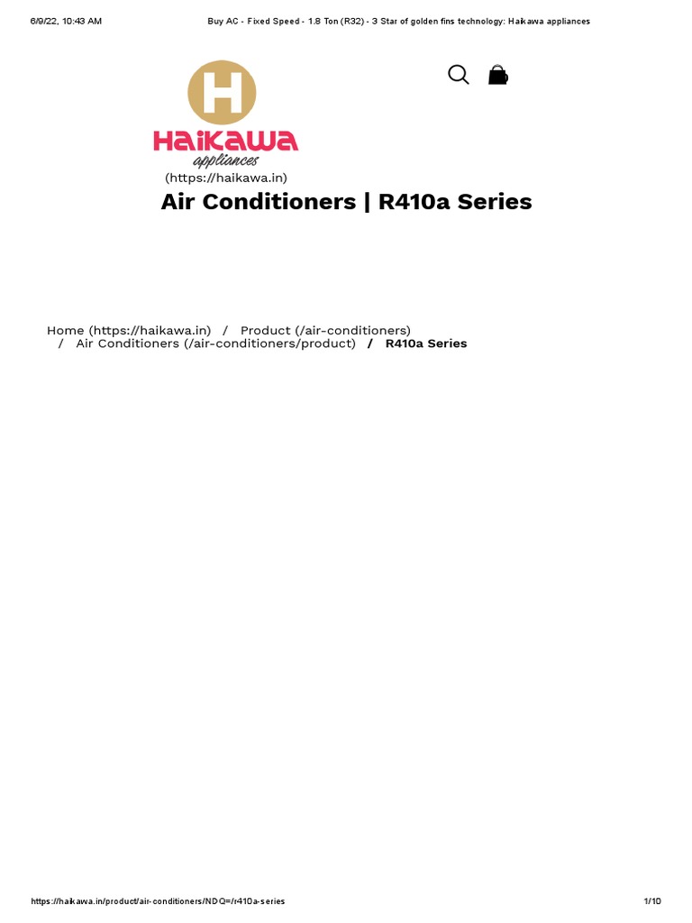 Haikawa AC - 1.8 Ton (R32) Details From Website | PDF | Air ...