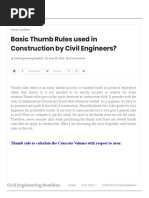 Thumb Rules Formula For Civil Engineers & Quantity Surveyors | PDF