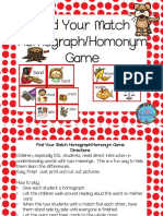 Find Your Match Homograph/Homonym Game