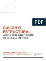 Calculo Estructural: Acero de Diseño Y Corte de Varillas en Vigas