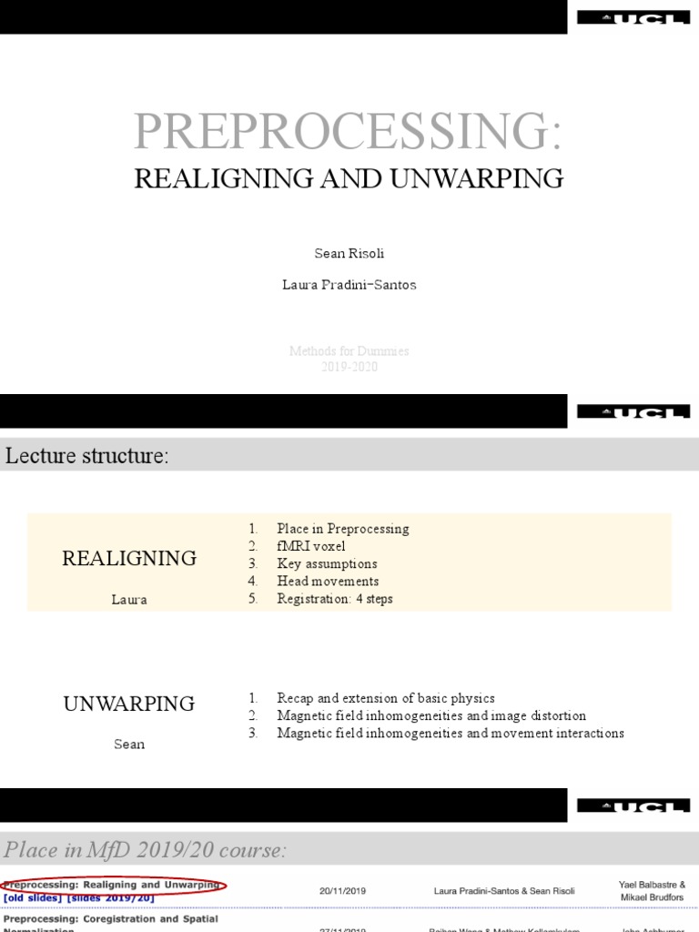fMRI Preprocessing: Realigning & Unwarping | PDF | Functional Magnetic ...