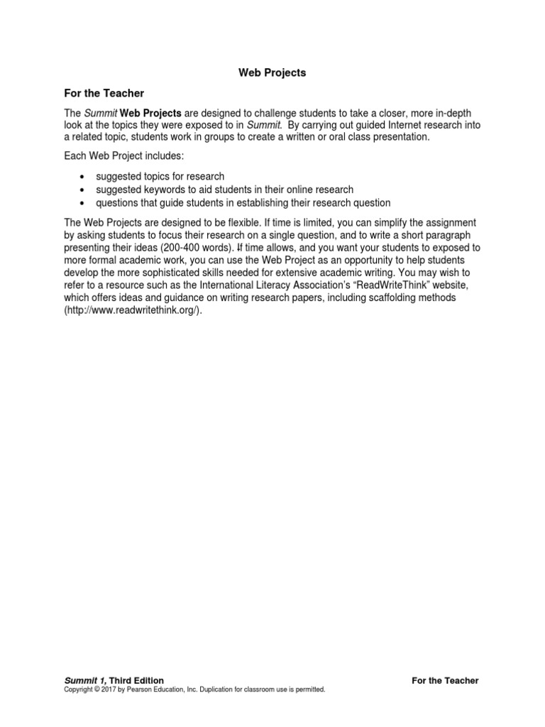 Web Projects For The Teacher: Summit 1, Third Edition | PDF