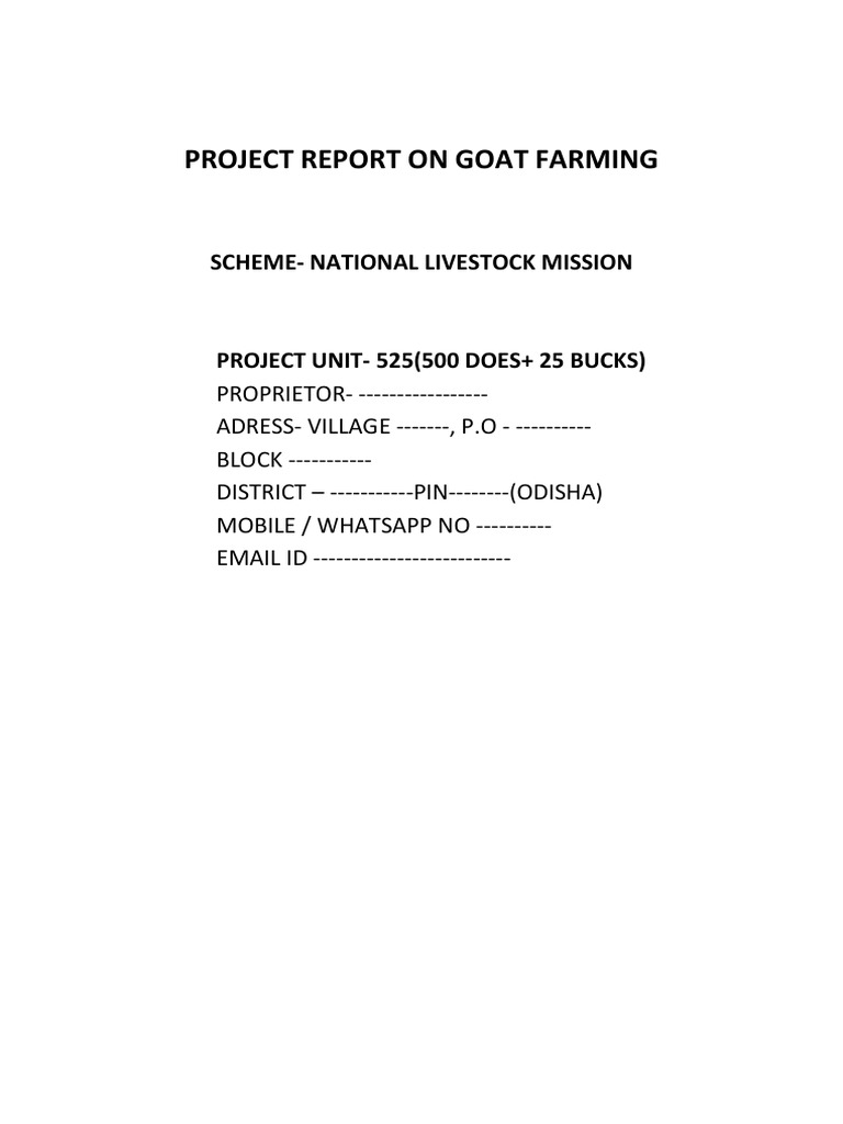 Project Report On Goat Farming PDF Meat Goat