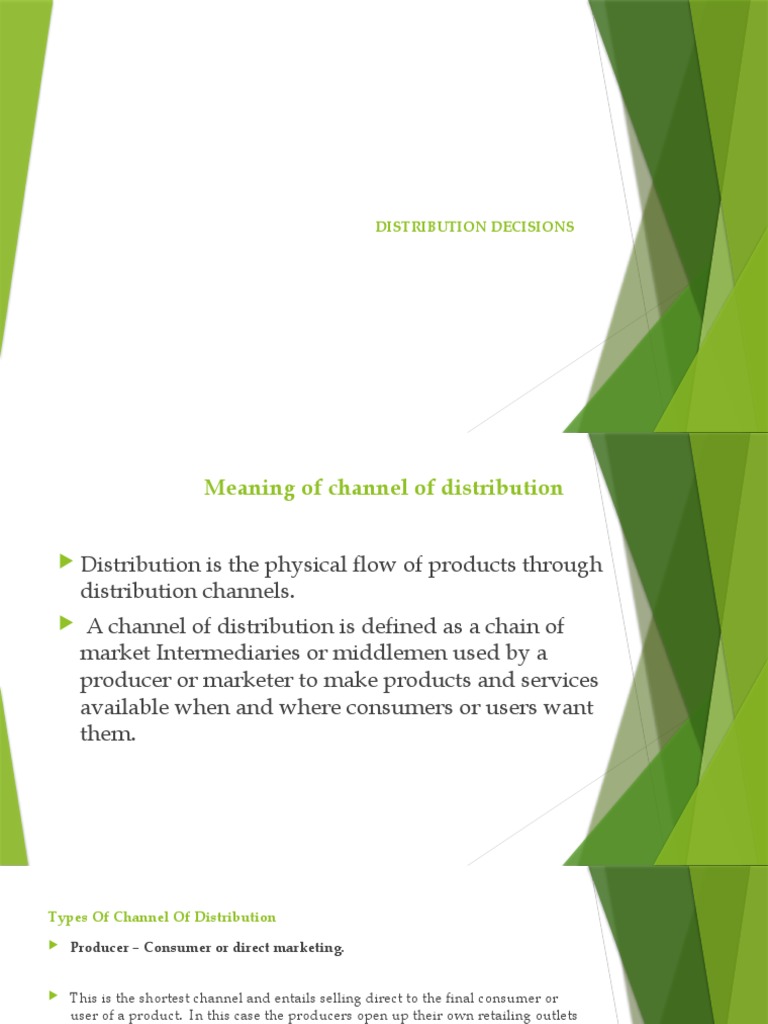 Distribution Decisions PDF Retail Marketing