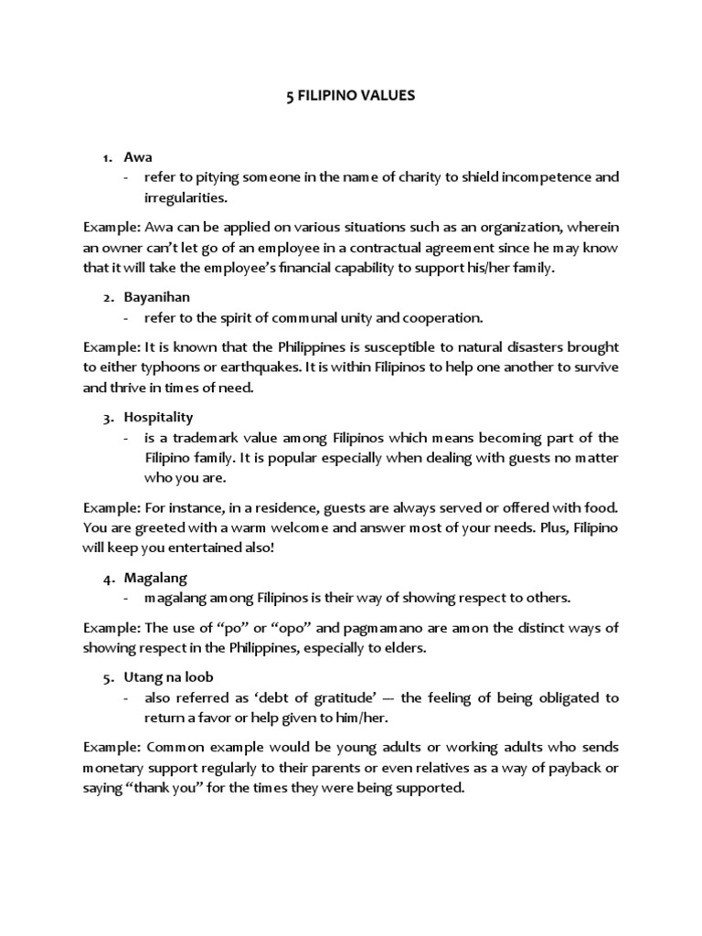 Key Filipino Values Explained | PDF