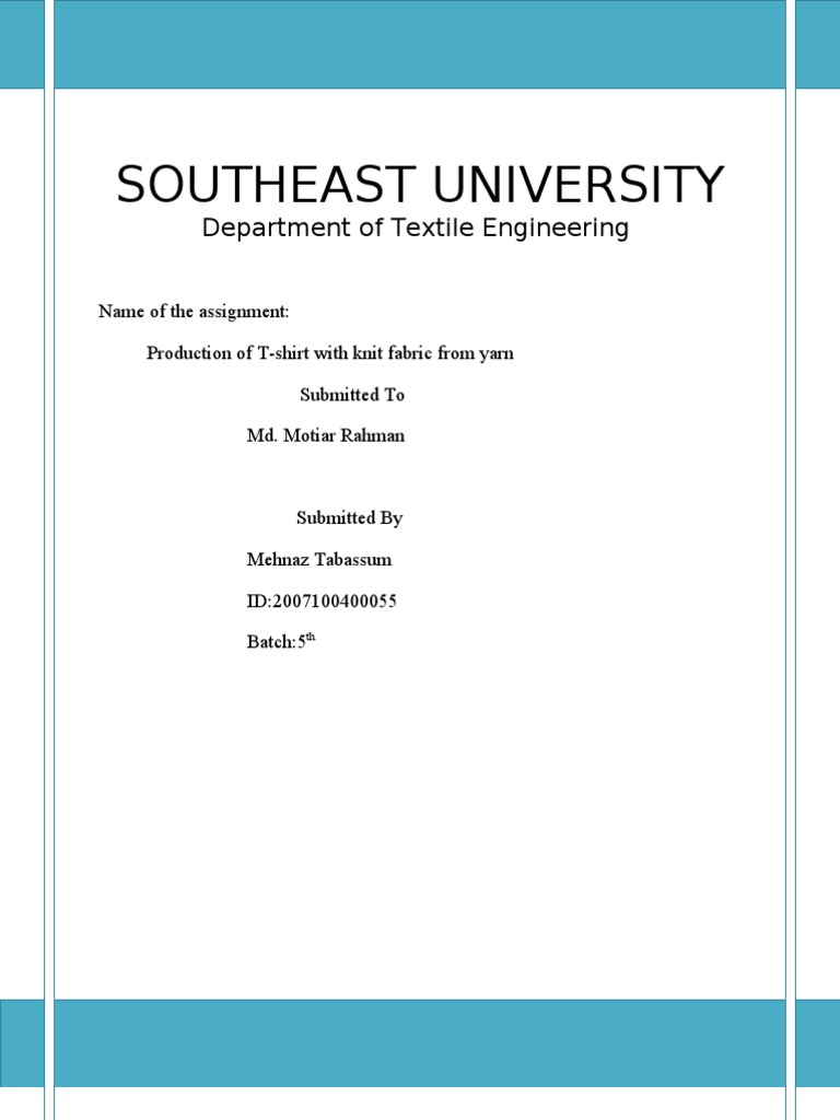 Southeast University: Department of Textile Engineering | PDF | Seam ...