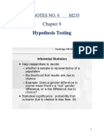 Hypothesis Testing: Lecture Notes No. 8 M235