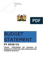 Kenya's FY 2020/21 Budget Statement focuses on economic stimulus