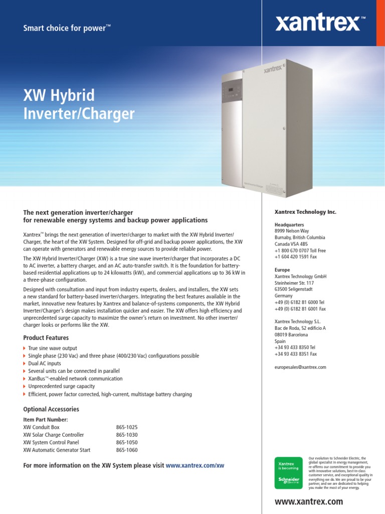 XW Hybrid Inverter-Charger 230 VAC - 50Hz | PDF | Power Inverter |  Alternating Current