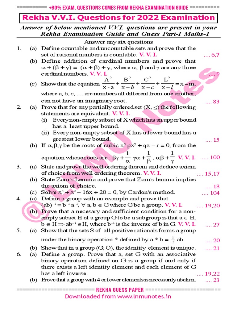 Rekha V.V.I. Ques. Maths (Hons.) Part-1 | PDF | Group (Mathematics ...