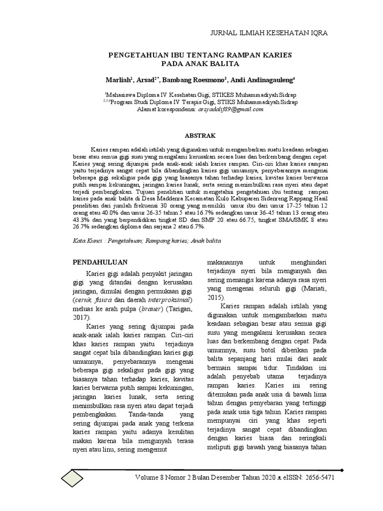 Pengetahuan Ibu tentang Karies Balita | PDF