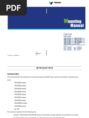 Tadano Cargo Crane Mounting Manual | PDF | Crane (Machine) | Rivet