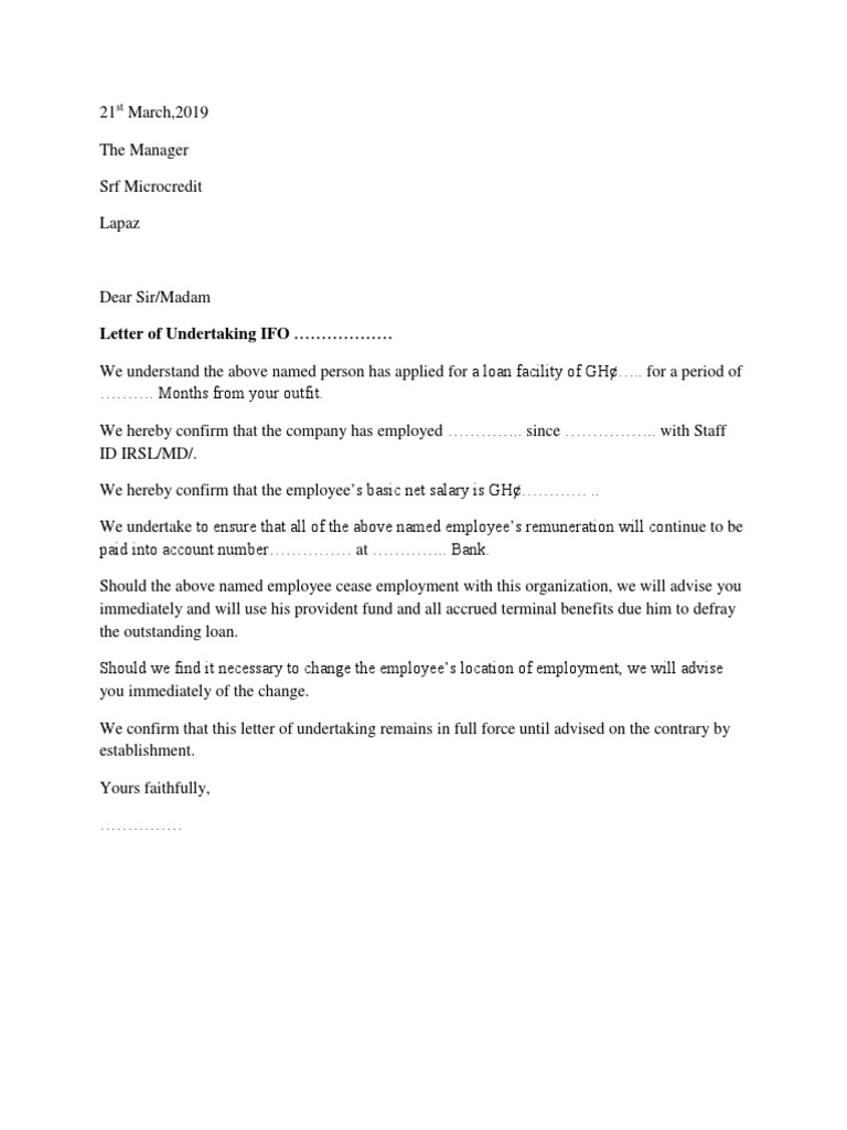 Employee Loan Undertaking Letter Format | PDF | Caree…