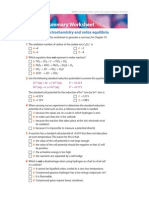 Chapter Summary Worksheet: Chapter 10 Electrochemistry and Redox Equilibria