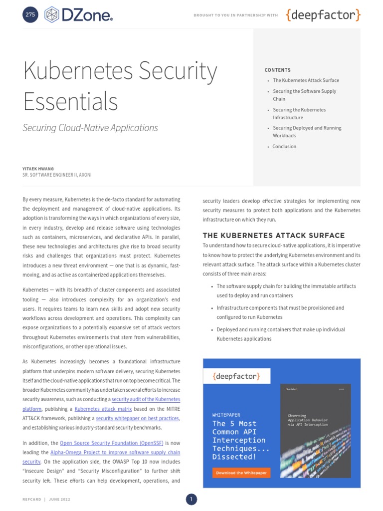 Dzone Refcard 275 k8s Security Essentials 2022 | PDF | Computing ...