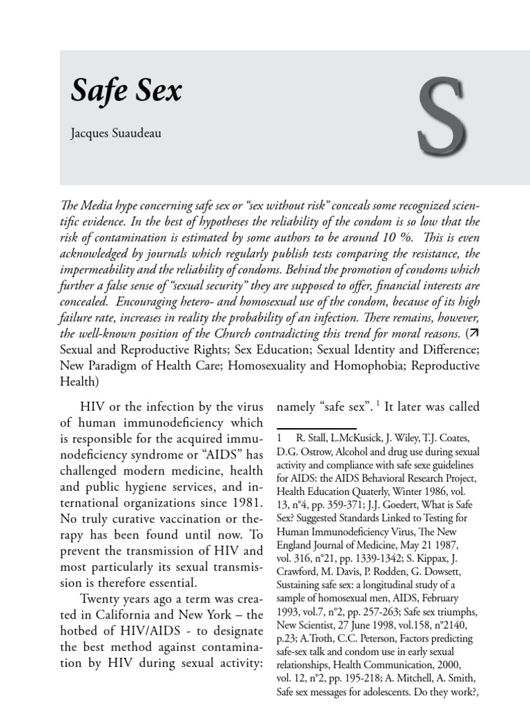 Safe Sex PDF Safe Sex Sexually Transmitted Infection