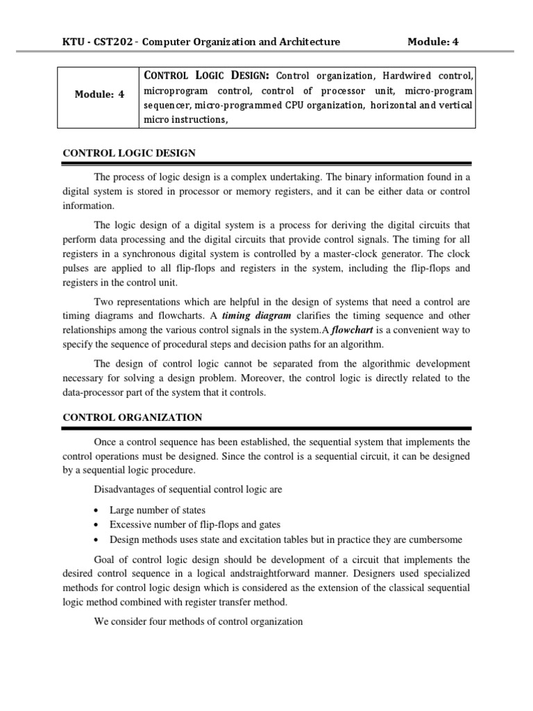 Control Logic Design in COA Module 4 | PDF | Central Processing Unit ...