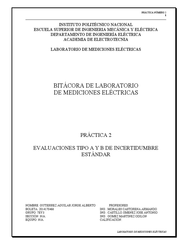 Evaluación de Incertidumbre Tipo A y B | PDF | Medición | Desviación ...