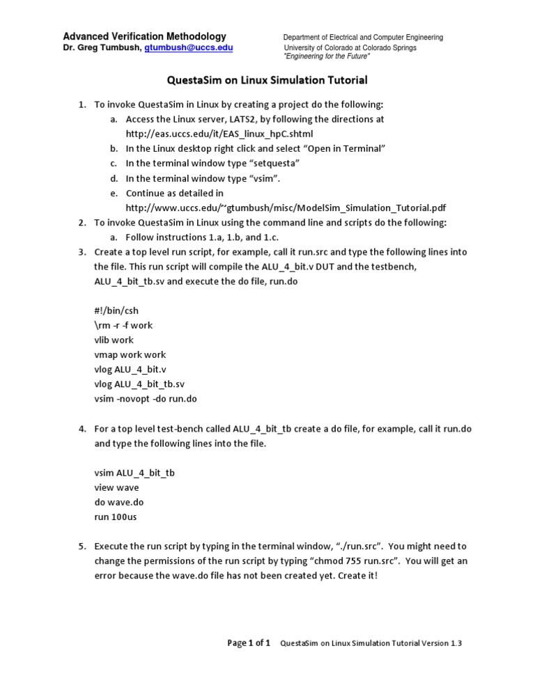 QuestaSim Linux Tutorial Guide | PDF | Technology & Engineering