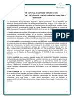 Declaración Especial de Jefes de Estado sobre Seguridad Alimentaria y Producción Agropecuaria Sostenible en el Mercosur