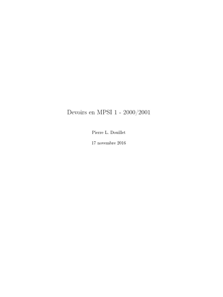Devoirs MPSI 2000-2001 | PDF | Limite (mathématiques) | Séquence