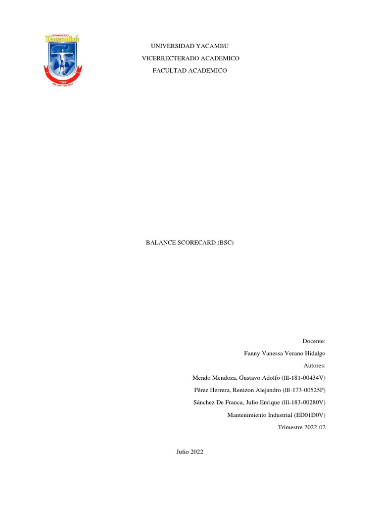 Importancia del Balanced Scorecard en Empresas | PDF | Leche | Calidad ...