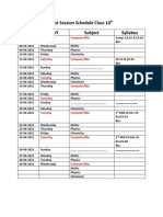 Test Session Schedule Class 10 Date DAY Subject Syllabus: Tuesday Computer/Bio