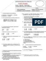 EXAMEN MENSUAL DE QUÍMICA 3ro de Secundaria