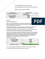 Cálculo de Liquidación Laboral de Vacaciones Completas