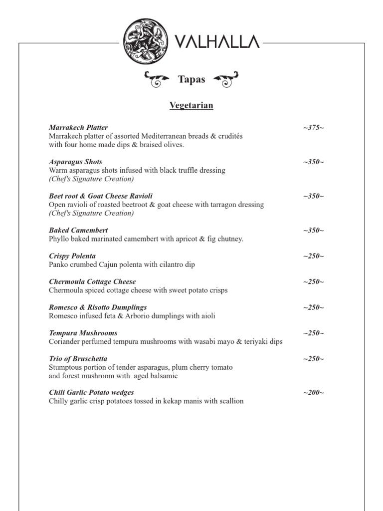Alacartemenu Valhalla | PDF | Pesto | Tomato Sauce