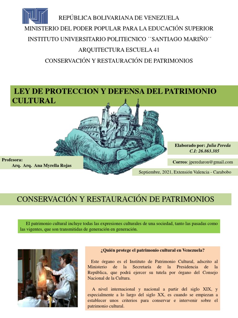 Ley de Conservacion y Patrimonio Historico en Vzla PDF Patrimonio