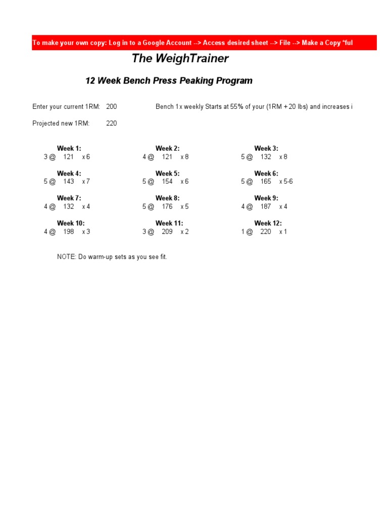 12 Week Bench Press Peaking Program PDF