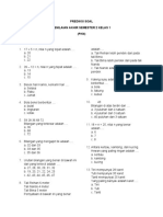 Prediksi Soal Penilaian Akhir Semester 2 Kelas 1 (PKN) A. Pilihan Ganda