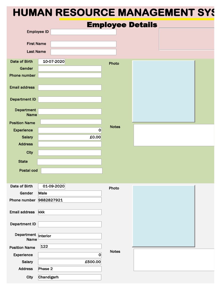 Human Resource Management System: Employee Details | PDF