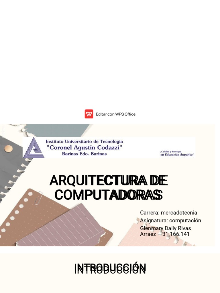 Arquitectura Del Computador | PDF | Hardware de la computadora | Unidad ...