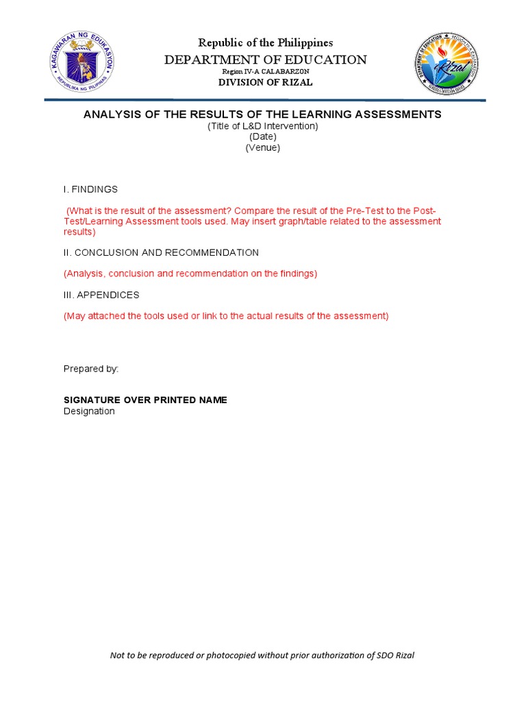 Analysis of Learning Assessment Results | PDF | Career & Growth