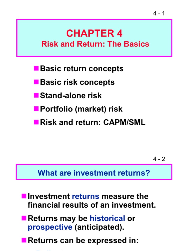 CHAPTER 4 Risk and Return The Basics | PDF | Beta (Finance) | Capital ...