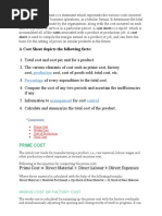 A Cost Sheet Depicts The Following Facts