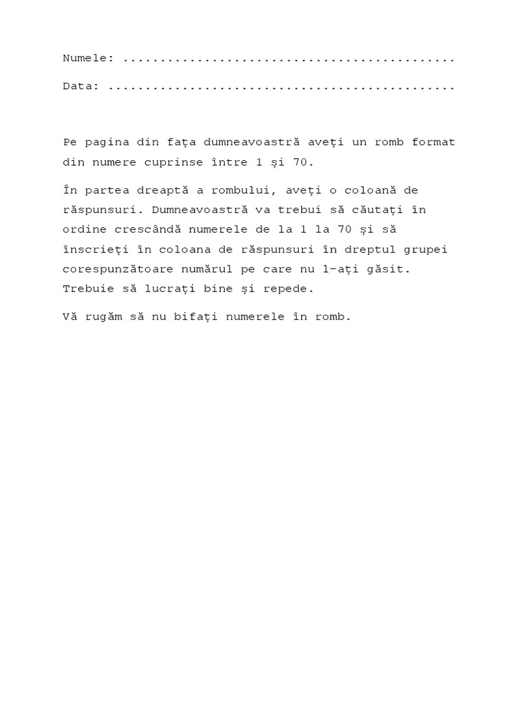 Test de Atentie ROMB | PDF