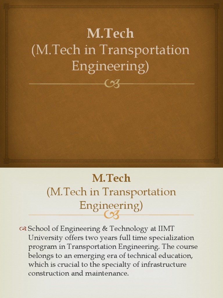 M Tech in Transportation Engineering | PDF
