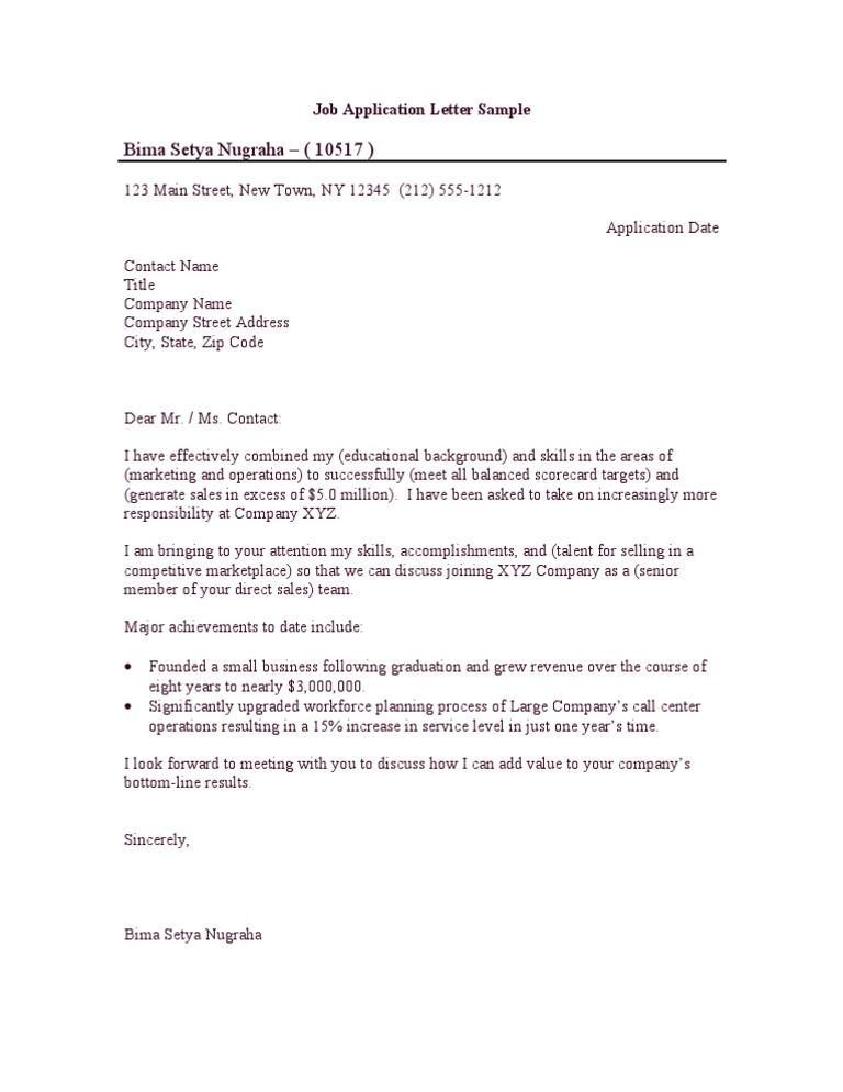 Job Application Letter Example | PDF | Business