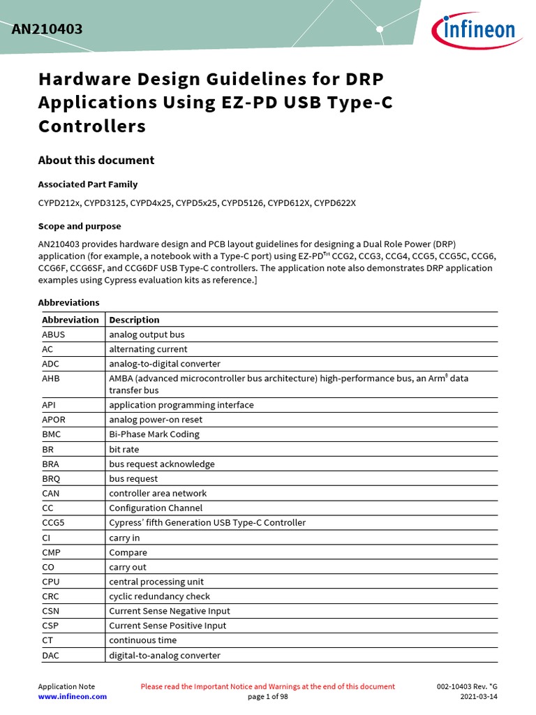 Infineon-AN210403 Hardware Design Guidelines For DRP Applications Using ...