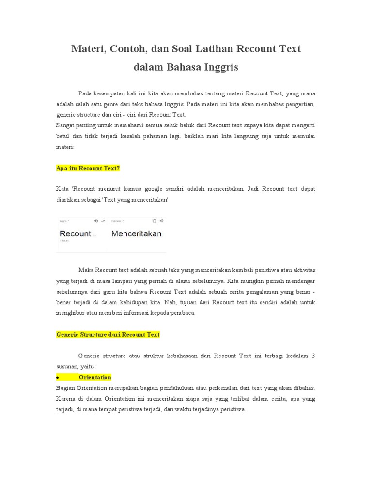 Recount Text | PDF