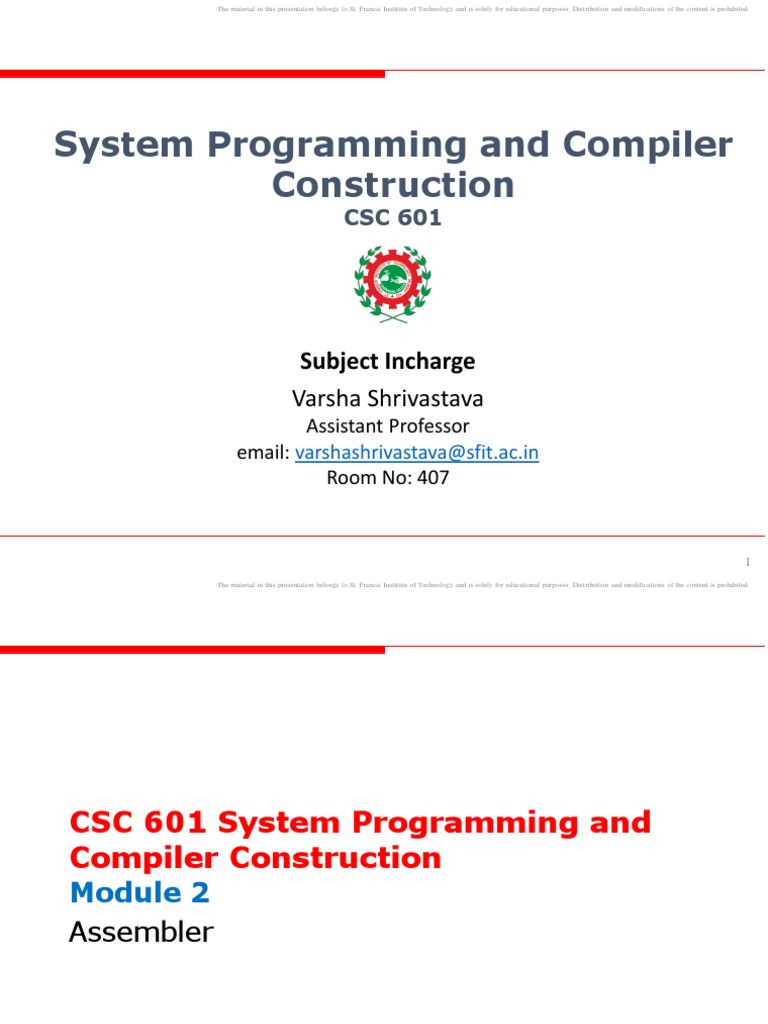 System Programming and Compiler Construction: Subject Incharge | PDF ...