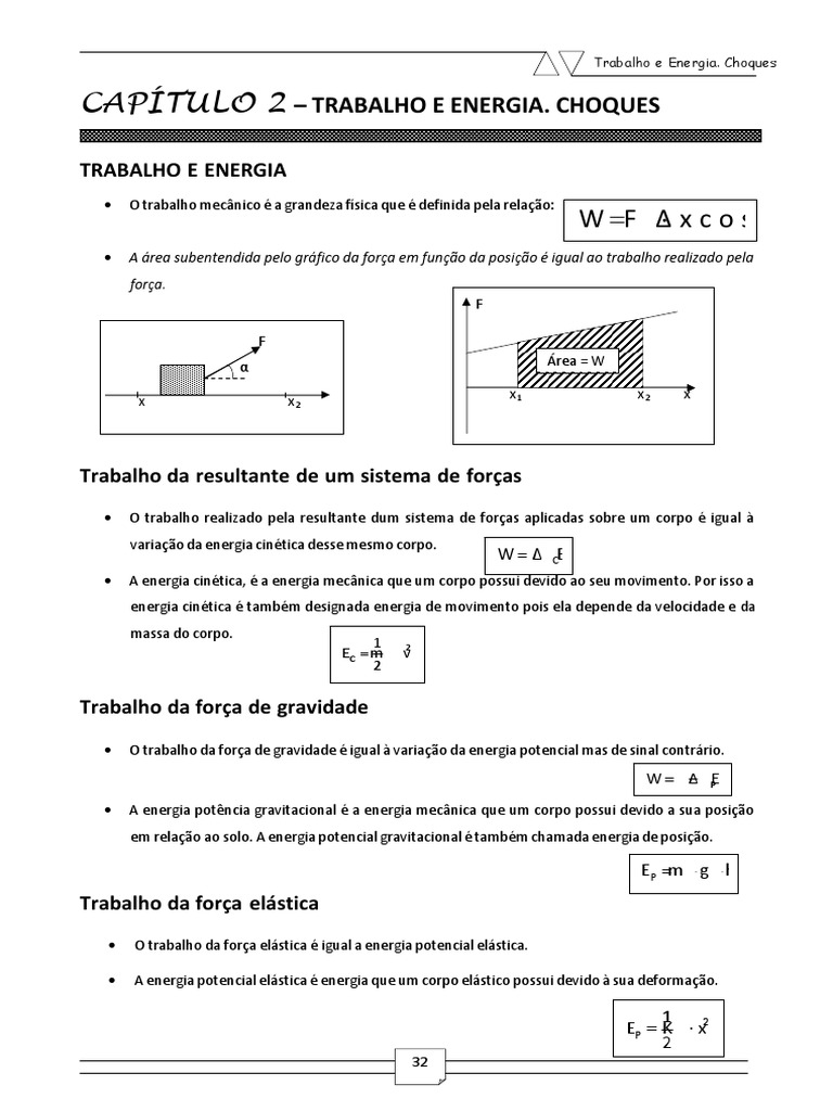 Trabalho e Energia: Fundamentos e Exercícios | PDF | Iniciativa/Conjuntura  | Energia potencial, image size:768x1024