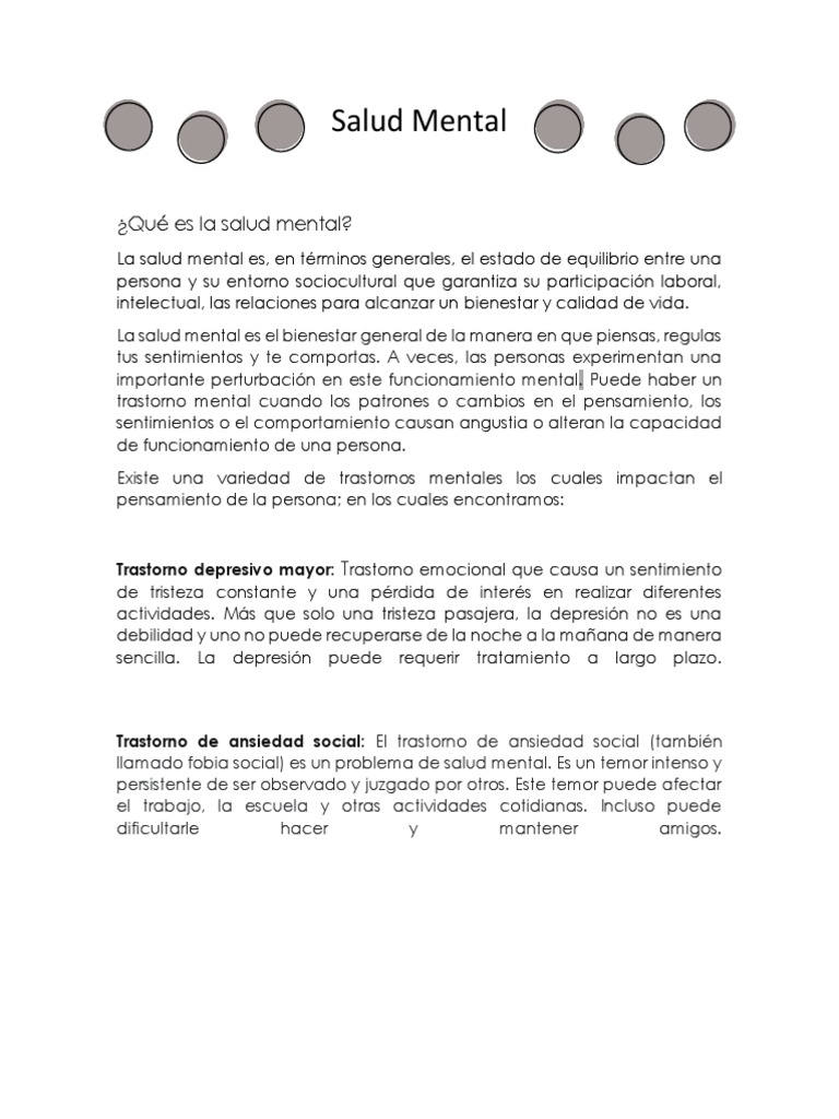 Cuidado y Trastornos de Salud Mental | PDF | Trastorno mental ...