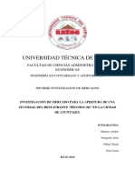 Investigación de mercado para la apertura de un restaurante de pinchos en Atuntaqui