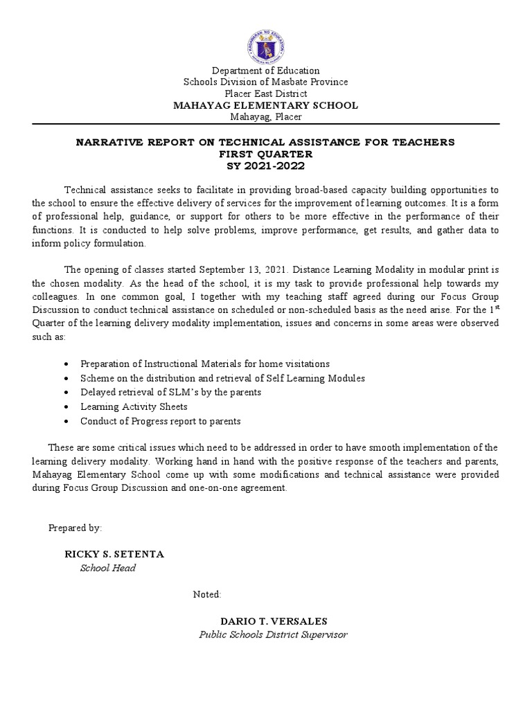 narrative-report-on-technical-assistance-for-teachers-pdf-learning