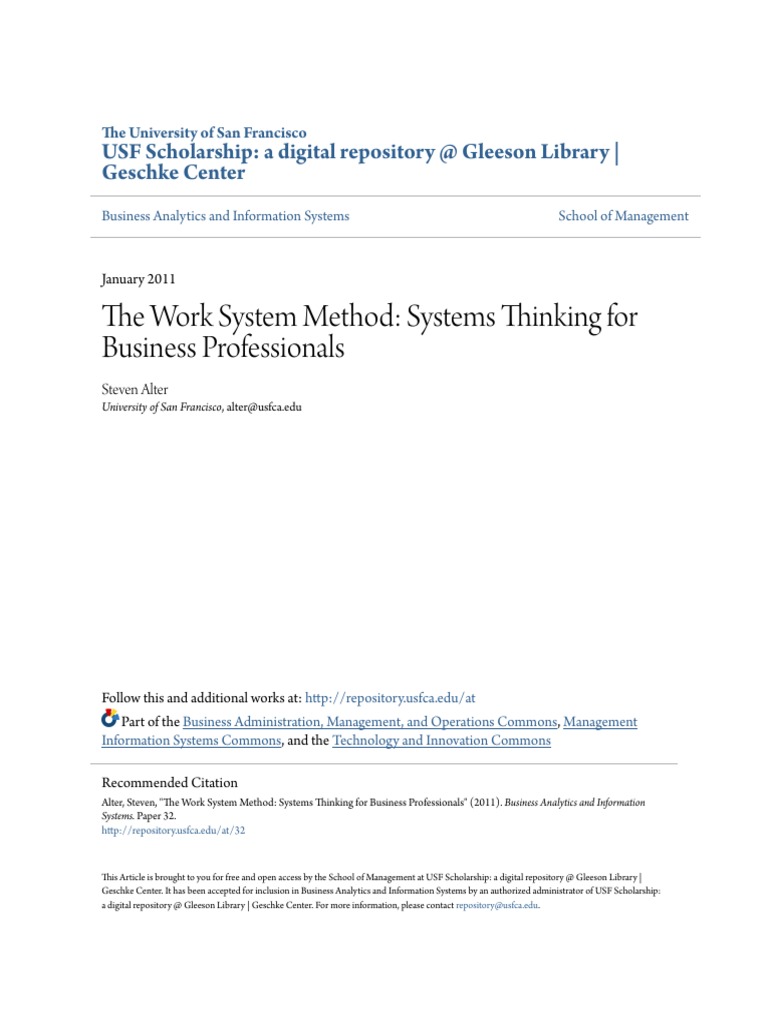The Work System Method Systems Thinking For Business Professionals